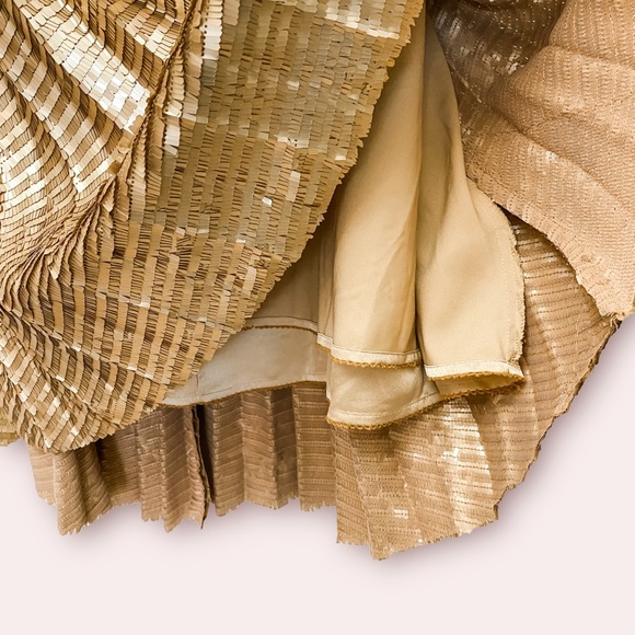 ANTHROPOLOGIE Maeve Natalia Pleated Gold Sequin Midi Skirt - Picture 10 of 15